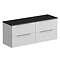Venice Fluted 1205mm White Wall Hung Vanity Unit - 4 Drawers, Sparkling Black Worktop & Chrome Handles