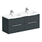 Venice Fluted 1205mm Satin Anthracite Grey 4-Drawer Double Basin Vanity Unit with Chrome Handles