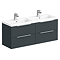 Venice Fluted 1205mm Anthracite Vanity Unit - Wall Hung 4 Drawer Double Basin with Chrome Handles