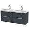 Venice Fluted 1205mm Anthracite 4 Drawer Double Basin Vanity Unit & Chrome Handles Large Image