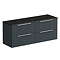 Venice Fluted 1205mm Satin Anthracite Vanity Unit - Wall Hung 4 Drawer Unit with Sparkling Black Worktop & Chrome Handles