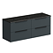 Venice Fluted 1205mm Satin Anthracite Vanity Unit - Wall Hung 4 Drawer Unit with Sparkling Black Worktop & Matt Black Handles