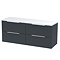 Venice Fluted 1205mm Satin Anthracite Vanity Unit - Wall Hung 4 Drawer Unit with Sparkling White Worktop & Chrome Handles