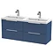 Venice Fluted 1205mm Satin Blue 4 Drawer Double Basin Vanity Unit & Chrome Handles Large Image