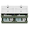 Venice Fluted 1205mm Green Vanity Unit - Wall Hung 4 Drawer Double Basin with Chrome Handles