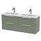 Venice Fluted 1205mm Satin Green Quartet Double Basin Vanity Unit & Chrome Handles Large Image