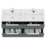 Venice Fluted 1205mm Grey Vanity Unit - Wall Hung 4 Drawer Double Basin with Chrome Handles