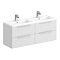 Venice Fluted 1205mm Satin White 4-Drawer Double Basin Vanity Unit with Chrome Handles