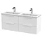 Venice Fluted 1205mm White 4 Drawer Double Basin Vanity Unit & Chrome Handles Large Image