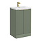 Venice Fluted 500mm Green Vanity Unit - Floor Standing 2 Door Unit with Brushed Brass Handles
