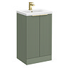 Venice Fluted 500mm Green Vanity Unit - Floor Standing 2 Door Unit with Brushed Brass Handles