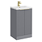 Venice Fluted 500mm Grey Vanity Unit - Floor Standing 2 Door Unit with Brushed Brass Handles