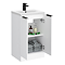 Venice Fluted 500mm White Vanity Unit - Floor Standing 2 Door Unit with Matt Black Handles