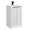 Venice Fluted 500mm White Vanity Unit - Floor Standing 2 Door Unit with Matt Black Handles