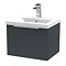 Venice Fluted 500mm Anthracite Single Drawer Wall Hung Vanity Unit with Chrome Handle Large Image
