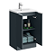 Venice Fluted 500mm Anthracite Vanity Unit - Floor Standing 2 Door Unit with Chrome Handles
