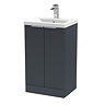 Venice Fluted 500mm Anthracite Vanity Unit - Floor Standing 2 Door Unit with Chrome Handles