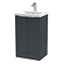 Venice Fluted 500mm Anthracite Vanity Unit - Floor Standing 2 Door Unit with Chrome Handles
