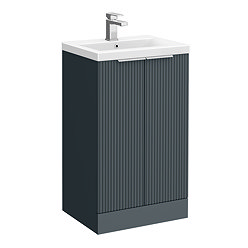 Venice Fluted 500mm Anthracite Vanity Unit - Floor Standing 2 Door Unit with Chrome Handles