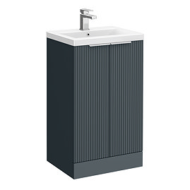 Venice Fluted 500mm Anthracite Vanity Unit - Floor Standing 2 Door Unit with Chrome Handles