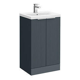 Venice Fluted 500mm Anthracite Vanity Unit - Floor Standing 2 Door Unit with Chrome Handles
