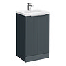 Venice Fluted 500mm Anthracite Vanity Unit - Floor Standing 2 Door Unit with Chrome Handles