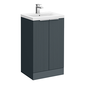 Venice Fluted 500mm Anthracite Vanity Unit - Floor Standing 2 Door Unit with Chrome Handles