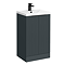 Venice Fluted 500mm Anthracite Vanity Unit - Floor Standing 2 Door Unit with Matt Black Handles