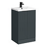 Venice Fluted 500mm Anthracite Vanity Unit - Floor Standing 2 Door Unit with Matt Black Handles