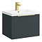 Venice Fluted 500mm Anthracite Vanity Unit - Wall Hung Single Drawer Unit with Brushed Brass Handle