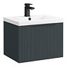 Venice Fluted 500mm Anthracite Vanity Unit - Wall Hung Single Drawer Unit with Matt Black Handle