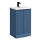 Venice Fluted 500mm Blue Vanity Unit - Floor Standing 2 Door Unit with Matt Black Handles