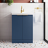 Venice Fluted 500mm Blue Vanity Unit - Floor Standing 2 Door Unit with Chrome Handles  Standard Larg