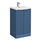 Venice Fluted 500mm Blue Vanity Unit - Floor Standing 2 Door Unit with Chrome Handles