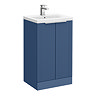 Venice Fluted 500mm Blue Vanity Unit - Floor Standing 2 Door Unit with Chrome Handles