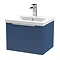 Venice Fluted 500mm Blue Vanity Unit - Wall Hung Single Drawer Unit with Chrome Handle Large Image
