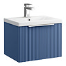 Venice Fluted 500mm Blue Single Drawer Wall Hung Vanity Unit with Chrome Handle