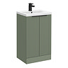 Venice Fluted 500mm Green Vanity Unit - Floor Standing 2 Door Unit with Matt Black Handles