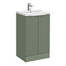 Venice Fluted 500mm Green Vanity Unit - Floor Standing 2 Door Unit with Chrome Handles