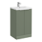Venice Fluted 500mm Green Vanity Unit - Floor Standing 2 Door Unit with Chrome Handles