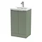 Venice Fluted 500mm Green Vanity Unit - Floor Standing 2 Door Unit with Chrome Handles Large Image