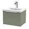 Venice Fluted 500mm Green Vanity Unit - Wall Hung Single Drawer Unit with Chrome Handle Large Image