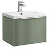 Venice Fluted 500mm Green Vanity Unit - Wall Hung Single Drawer with Chrome Handle