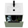 Venice Fluted 500mm Green Vanity Unit - Wall Hung Single Drawer Unit with Matt Black Handle