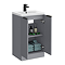 Venice Fluted 500mm Grey Vanity Unit - Floor Standing 2 Door Unit with Matt Black Handles