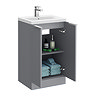 Venice Fluted 500mm Grey Vanity Unit - Floor Standing 2 Door Unit with Chrome Handles