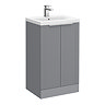 Venice Fluted 500mm Grey Vanity Unit - Floor Standing 2 Door Unit with Chrome Handles