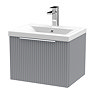 Venice Fluted 500mm Grey Vanity Unit - Wall Hung Single Drawer Unit with Chrome Handle