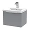 Venice Fluted 500mm Grey Vanity Unit - Wall Hung Single Drawer Unit with Chrome Handle Large Image
