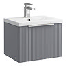 Venice Fluted 500mm Grey Vanity Unit - Wall Hung Single Drawer Unit with Chrome Handle